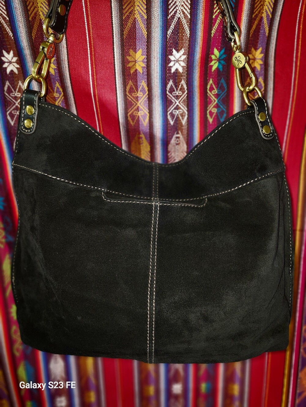 Hobo 'Pier Shoulder Bag' Whipstitch Black Suede - Picture 6 of 9
